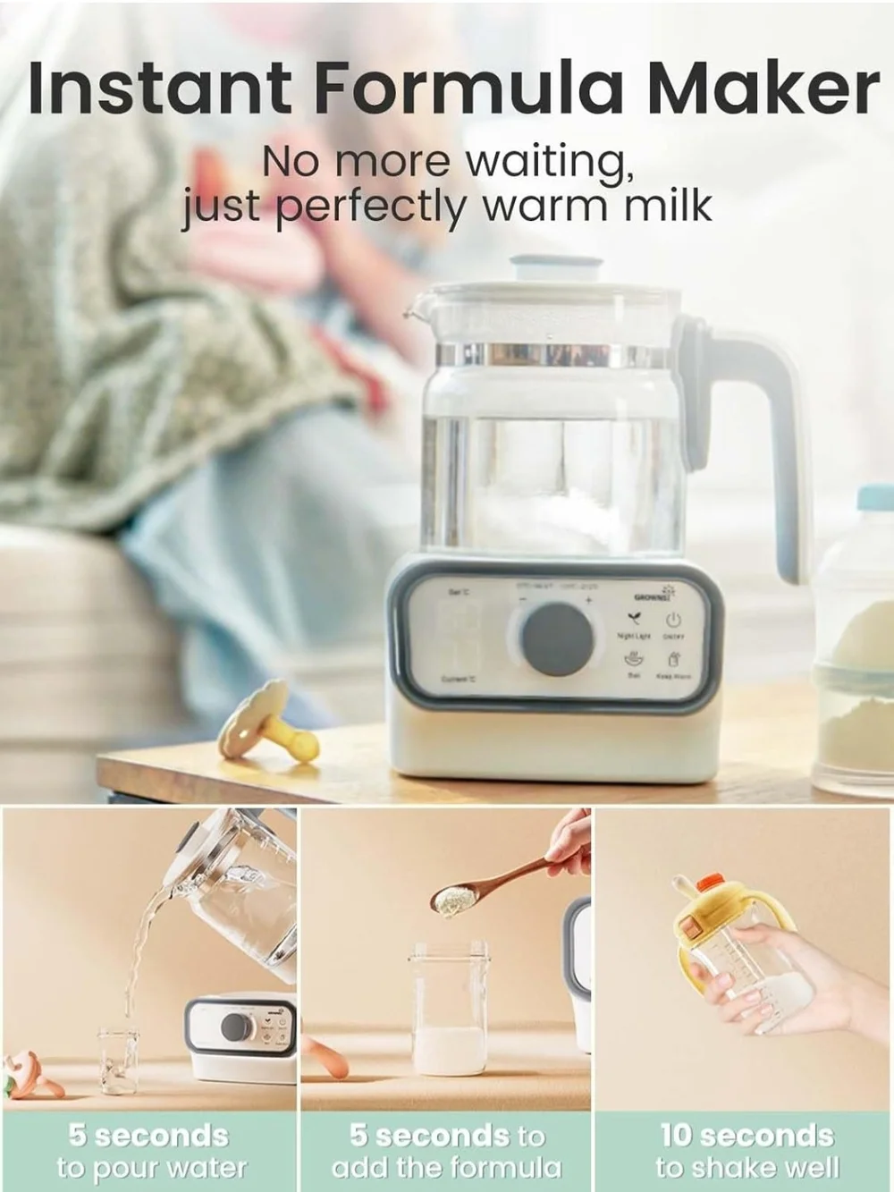 Baby Instant Warmer & Glass Water Boiler with LCD Display and Timer   NIB